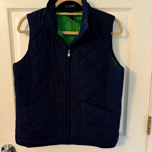 Ralph Lauren Dark Blue Quilted Vest with Green Lining